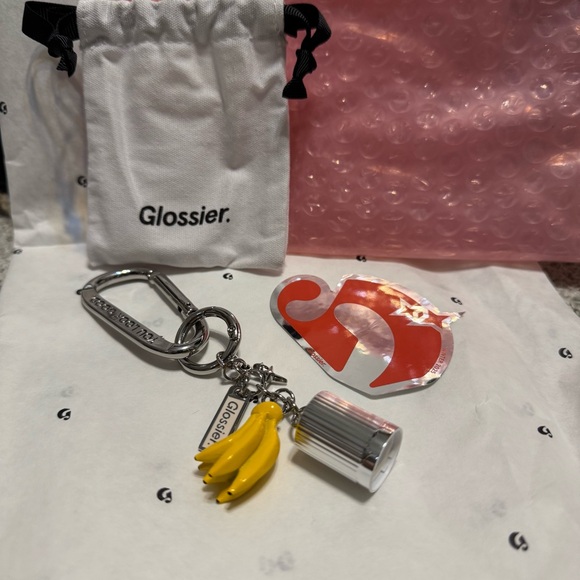 Glossier Banana Balm Dot Com Keychain NEW - Picture 4 of 4